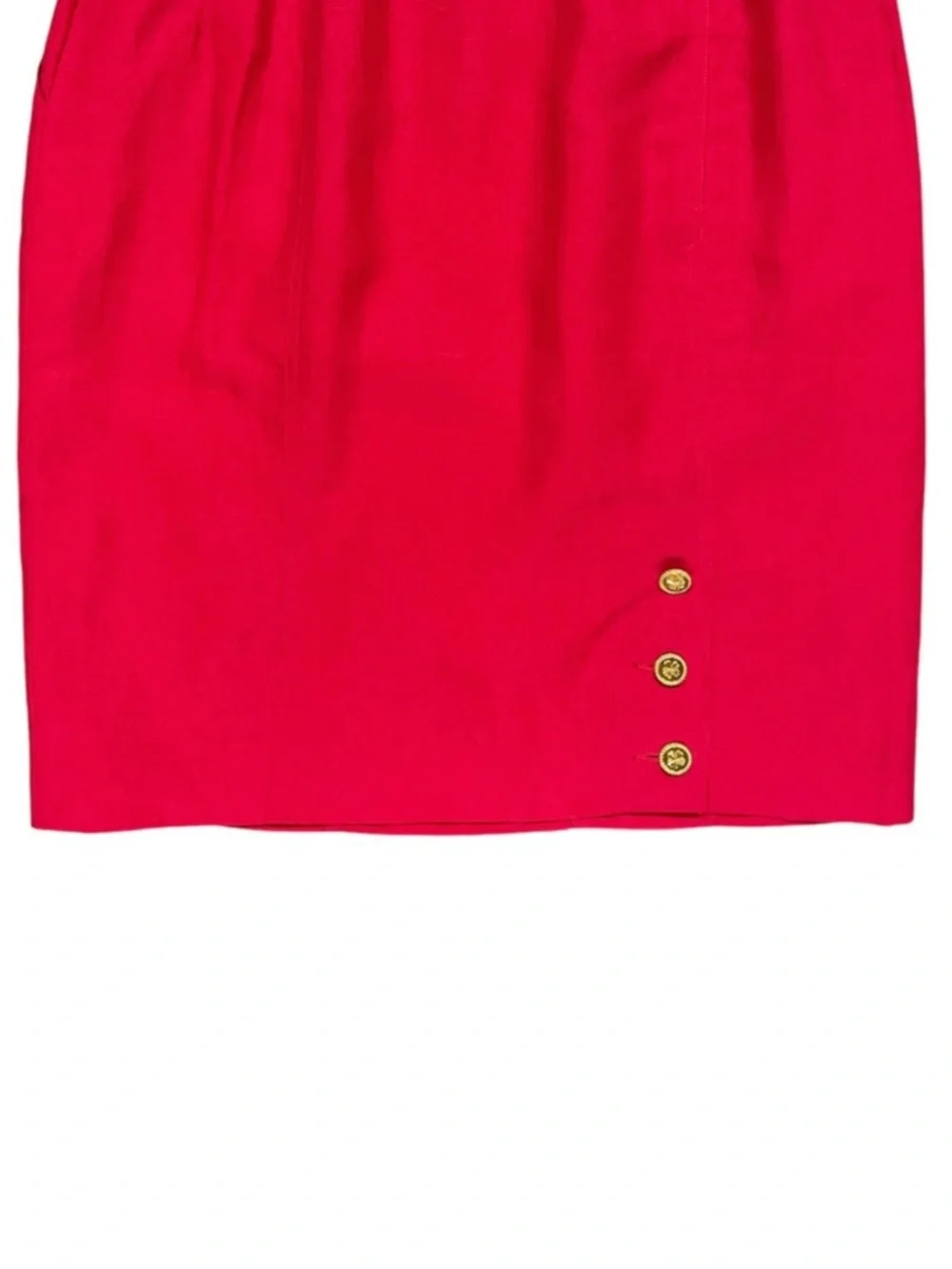 CHANEL Four Leaf Clover Red Linen High Waist Vintage Skirt US 8 FR 40